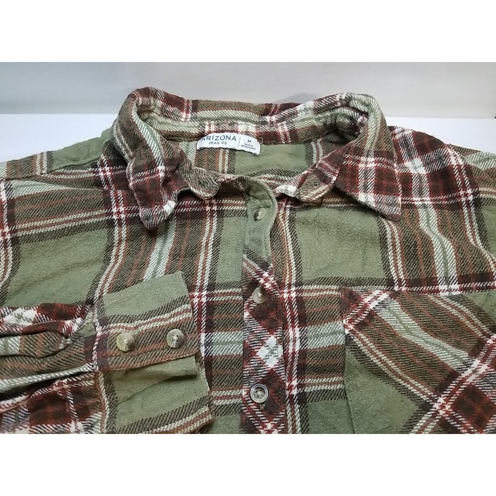 Arizona Jean Co. Womens Medium Plaid Long Sleeve Button Up‎ Shirt
